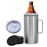 Termo Porta Cerveza 2 en 1 de 1.2L,Enfriador de Cerveza Porta Botellas y Latas, Vaso Térmico de Doble Pared de Acero Inoxidable (Acero)