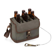 Picnic Time - Recipiente para 6 botellas de cerveza con abrebotellas integrado, marrón, verde, caqui (khaki green/brown), Оne Расk