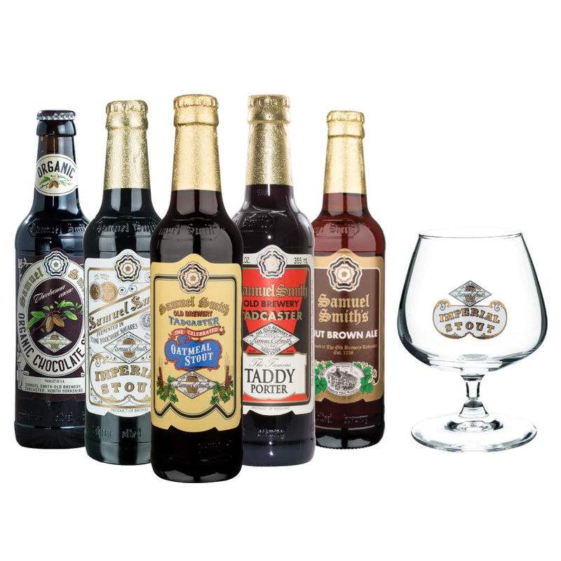 Paquete de 5 cervezas británicas Samuel Smith + Copa