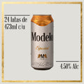 Cerveza Clara Modelo Especial tipo Pilsner 24 latones de 473ml, aroma a azahar y sabor a lúpulo fresco