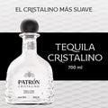 TEQUILA CRISTALINO AÑEJO PATRÓN 700 ML, Orgullosamente Mexicano, 100% Agave Azul Cocido, Hecho a Mano, Ingredientes Naturales