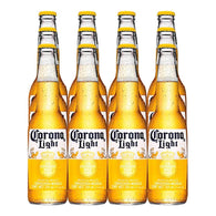 Cerveza Clara Corona Light tipo Pilsener baja en Calorías, 12 latas de 355 ml, disfruta su auténtico sabor ligeramente amargo y Fresco, disfrútala fría